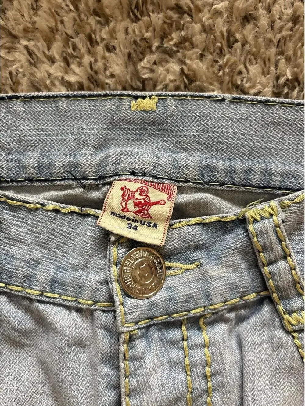 True Religion Billy Super T Denim Jeans Men’s Light Wash Distressed Size 34x30